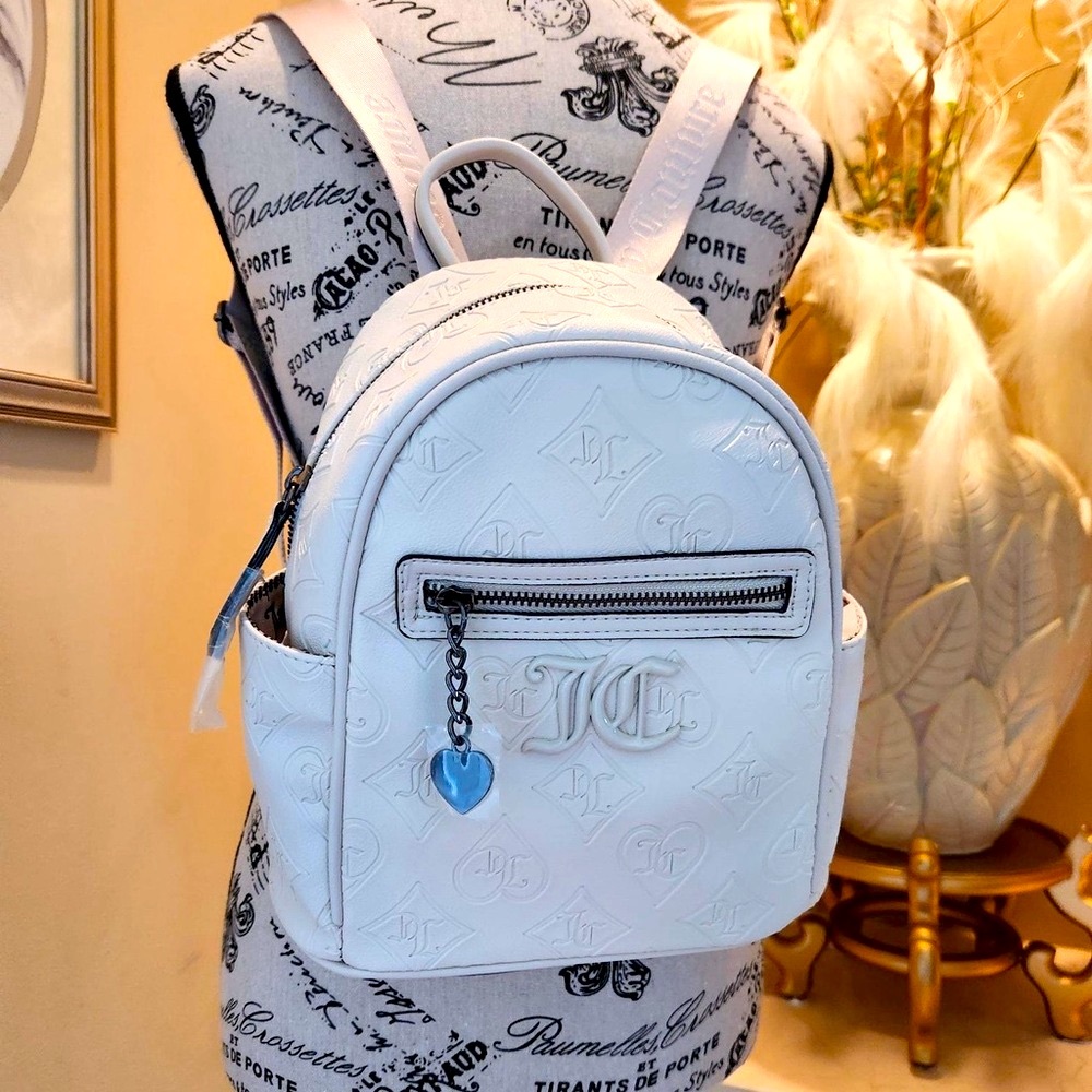 118$ Retail Juicy Couture Rare White Embossed Backpack NWT - Picture 6 of 9